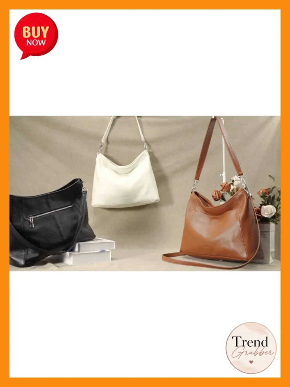 Genuine Leather Hobo Crossbody Purse with 2 Detachable Straps Large Women's